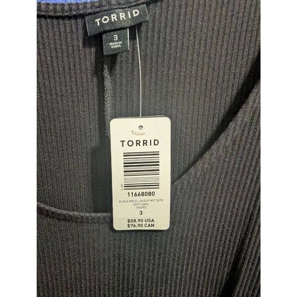 NWT Torrid Black Ribbed Lace Up Slater Dress NWT! - Picture 9 of 10